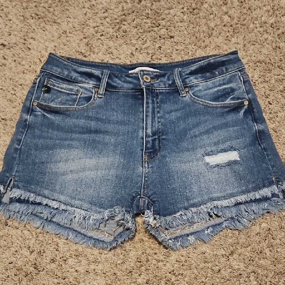 Denim Frayed Hem Women Shorts